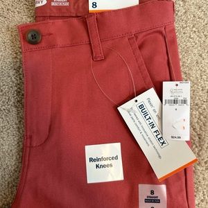 NWT Old Navy Boys Chino Pants Coral Red Size 8 Medium Straight Leg